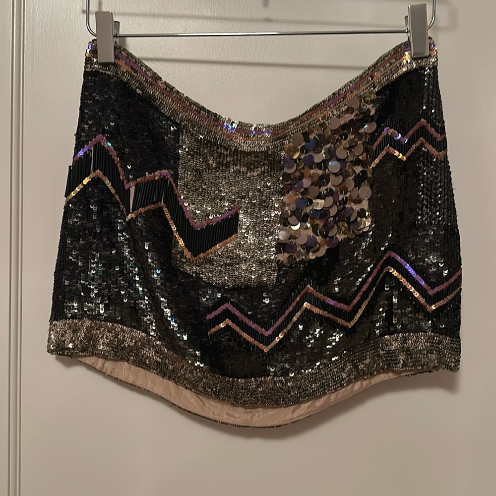 All Saints sequin beaded mini skirt